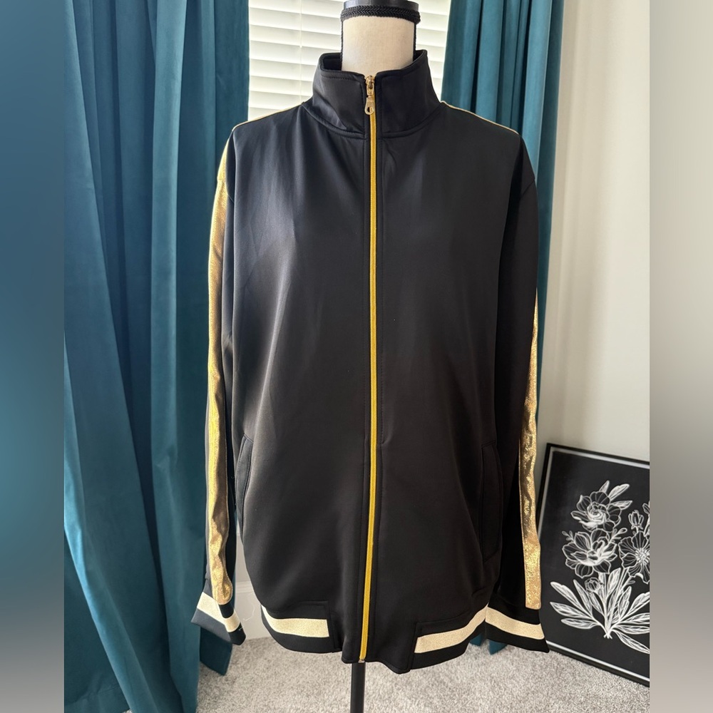 Hudson Jeans Black and Gold Track Jacket XL